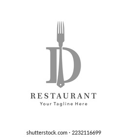 letter D restaurant logo template vector 
