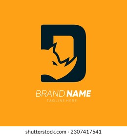 Letter D Rhino Horn Logo Design Vector Icon Graphic Emblem Illustration 