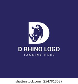 Letra D Logotipo del rinoceronte, combinación Letra D y rinoceronte, logotipo del Vector 