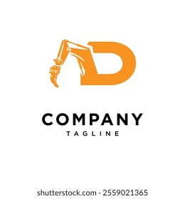 Letter D Ripper Excavator Logo Icon Vector