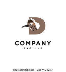 Letra D Roadrunner Vector de icono de logotipo de pájaro