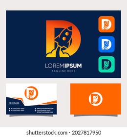 Letter D Rocket Initial Logo Design Vector Graphic Icon Illustration