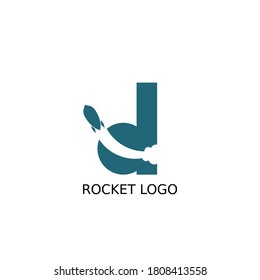 Logotipo de la carta D Rocket para una compañía aérea o comercial.