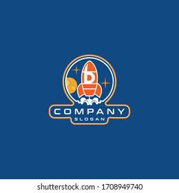 Plantilla vectorial de diseño de logotipo de cohete carta D