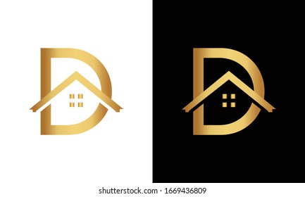 Letter D and roof logo vector