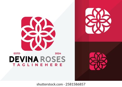Letter D Rose Logo Icon Vector Design Illustration
