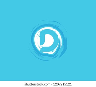 Letter D Rounded Grunge Splash Element Logo Design