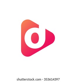 Letter D Rounded Triangle Shape Icon Logo Orange Red