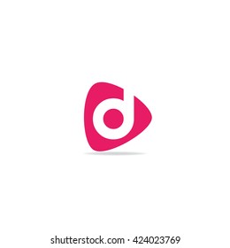 Letter D Rounded Triangle Shape Pink Logo Icon Design Template Elements