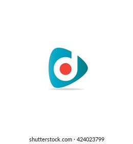 Letter D Rounded Triangle Shape Logo Icon Design Template Elements