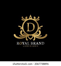 letter D royal crest vector logo design for luxurious brand