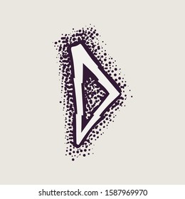 Letter D rune logo on the dots background. Nordic occult symbol for identity, package, book, diploma, etc.