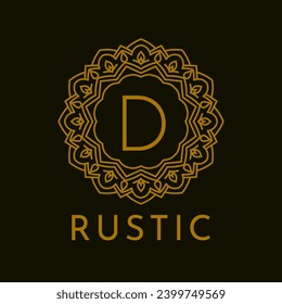 letter D rustic border initial vintage brand