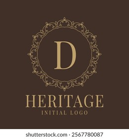 Letter D rustic heritage circular delicate initial logo