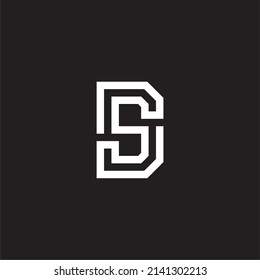 Letter D S black and white simple symbol logo vector