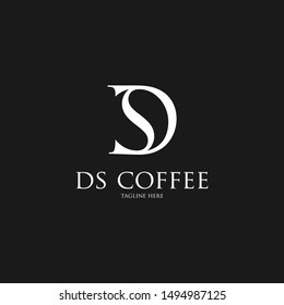 letter D and S for DS COFFEE negative space logo design