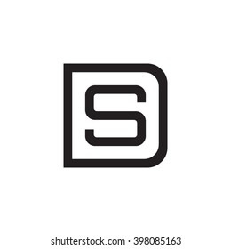 letter D and S monogram square shape logo black