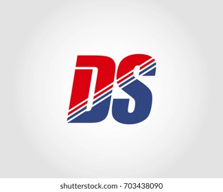 Letter D and S red and blue combination logo