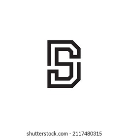letter D S D, two lines simple symbol logo vector