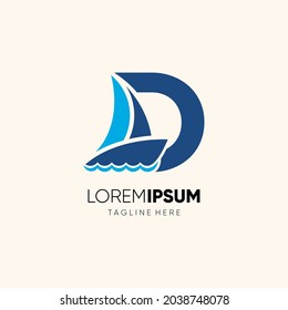 Letter D Sailor Boat Logo Design Vector Icon Graphic Emblem Illustration