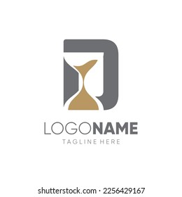 Letter D Sand Time Hourglass Logo Design Vector Icon Graphic Emblem Illustration