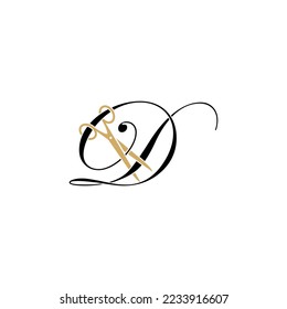 Letter D with scissor logo Vector 001