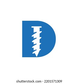 Plantilla De Logotipo De Tornillo De La Letra D Para Diseño De Símbolo De Ironmonger De Construcción