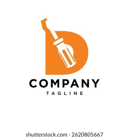 Letter D Screwdriver Logo Icon Vector