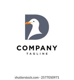 Letter D Seagull Logo Icon Vector