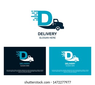 Letter D with shape delivery logo, Modern blue logo template isolated on a white background. Suitable for business logo. 