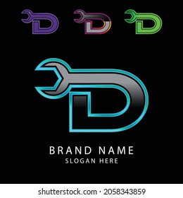 letter D shaped key car beauty logo design vector