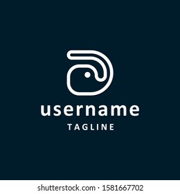 letter D shapping an elephant . simple elephant logo design inspiration . monoline elephant logo