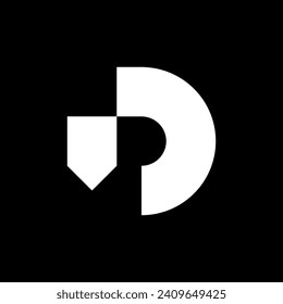 Letter D shield abstract minimal logo