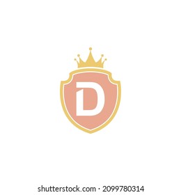 Letra D con icono de escudo ilustración de diseño vector