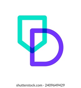 Letter D shield line overlapping color logo