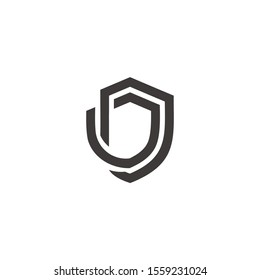 Letter D and shield with Line Style Logo/Icon Design Template