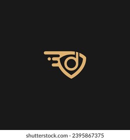 Letter D Shield logo concept with black background,

