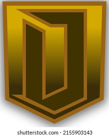 letter D shield logo gold vector