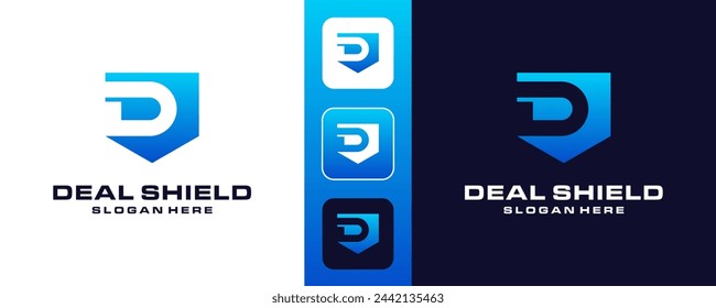 letter D with shield logo icon design vector design template inspiration