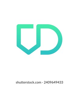 Letter D shield minimal line logo