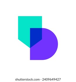 Letter D shield overlapping color logo