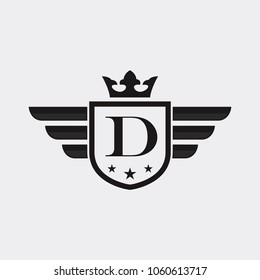 Letter D Shield Wing Vector