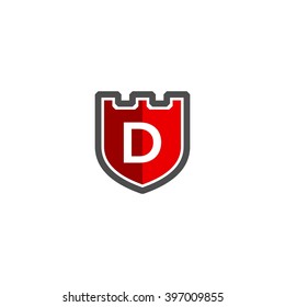  Letter D in shield/crest logo icon. Alphabet logotype vector design template.