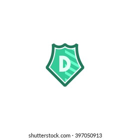  Letter D in shield/crest logo icon. Alphabet logotype vector design template.