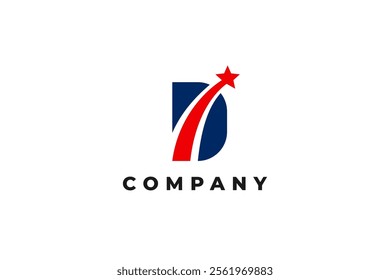 letter d shooting star american usa flag logo