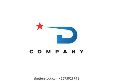 letter d and shooting star modern logo