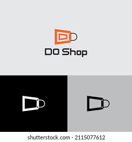 plantilla de diseño del logotipo de la letra d y de la bolsa de compras