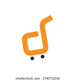 letra d carrito de la compra icono del logotipo simple