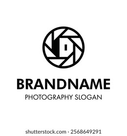 Letter D Shutter Photography Logo, for brand related to camera, lens, and aperture