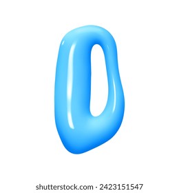 letter D. letter sign blue color. Realistic 3d design in cartoon liquid paint style. Isolated on white background. vector illustration